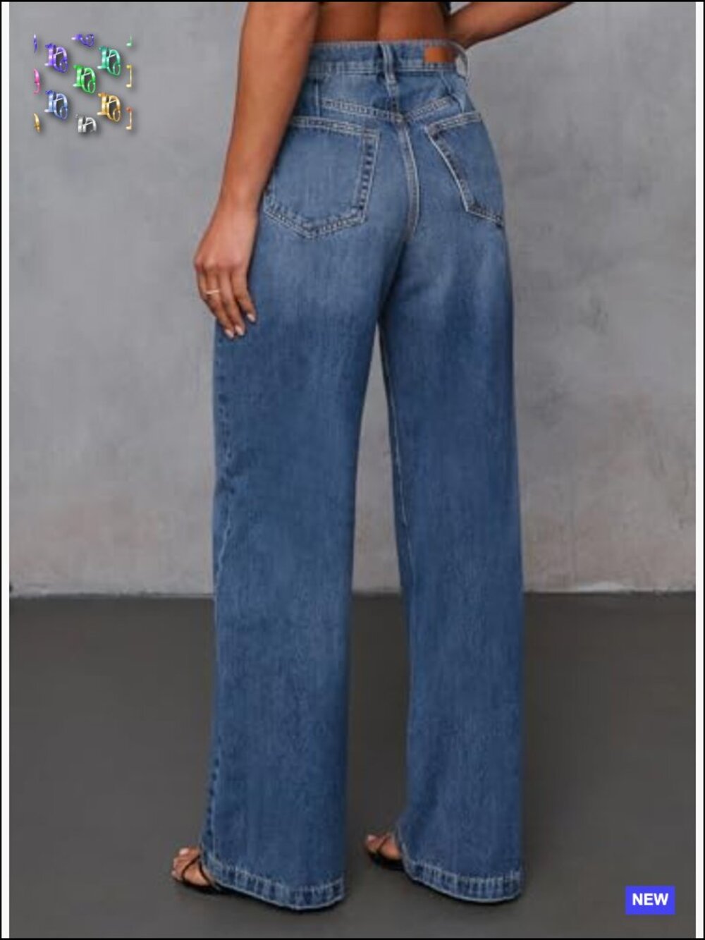 Wide Leg Jeans High Waisted Stretchy Baggy Front Seam Denim Pants Y2K Chic - Picture 2 of 7